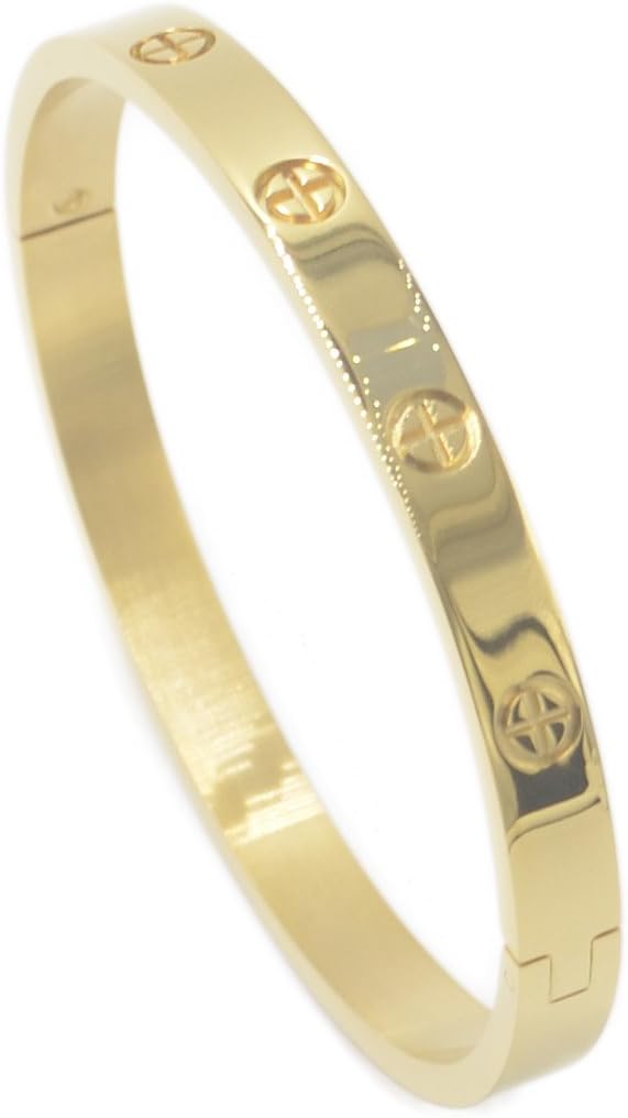 Luxury Gold-Plated Stainless Steel Simple Style Love Bangle Bracelet for Women