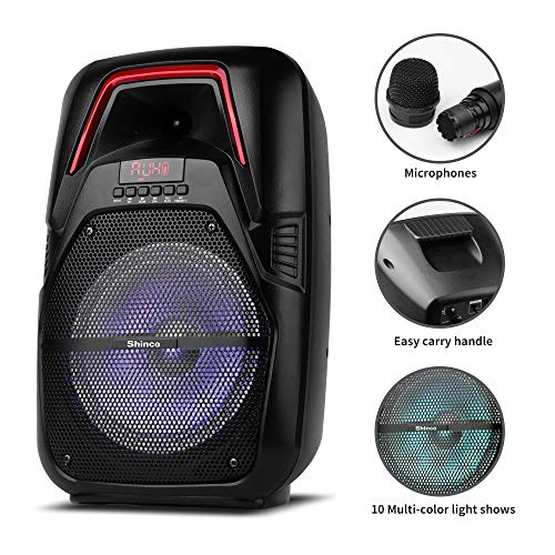 Shinco Portable PA Speaker System with wireless microphone, Bluetooth, AUX, USB/TF, FM Radio, Remote Control