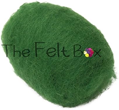 Carded Wool for Felting, Needle Felting Wool, Wool Batt, Craft Wool, Single Shade (Group C), 100 Grams 3.5 Oz (Leaf Green (68))
