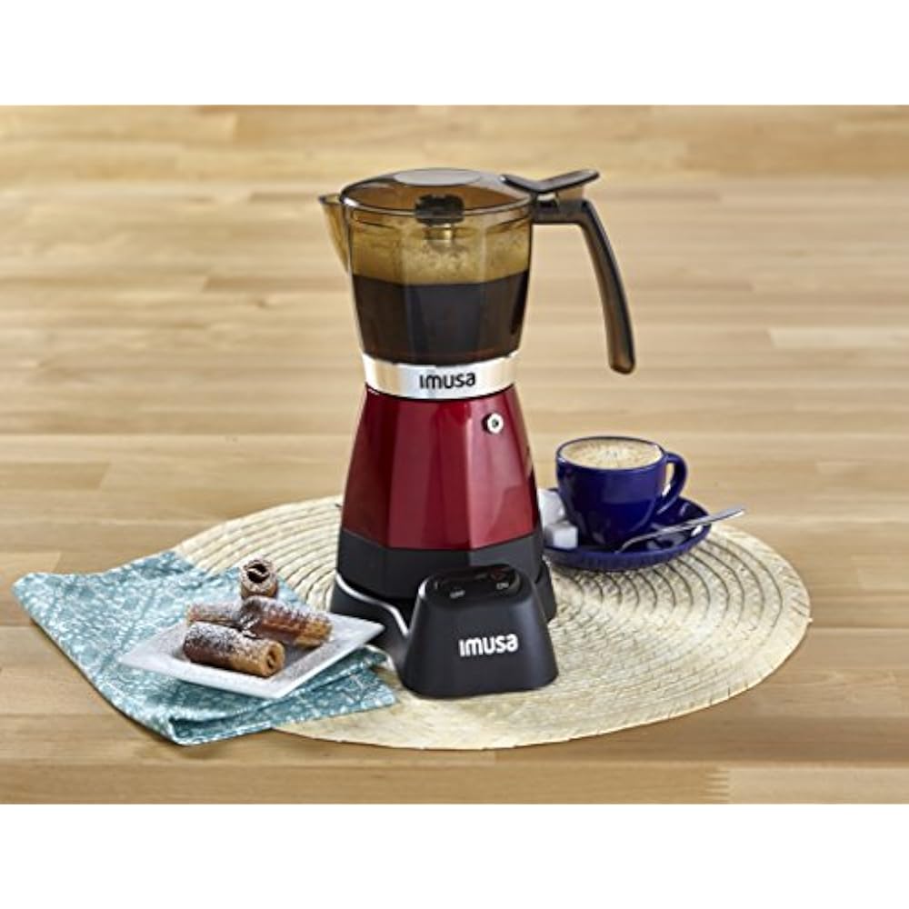 USA B12060008 Electric Espresso/Moka Maker, 36 Cups, Red Kitchen