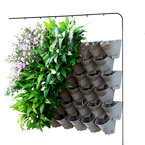 Homes Garden Self-Watering Vertical Garden Planter Indoor Outdoor Living Wall with Drip Irrigation Kit Gray 12 Pack (36 Pockets) #G-G707A06-US