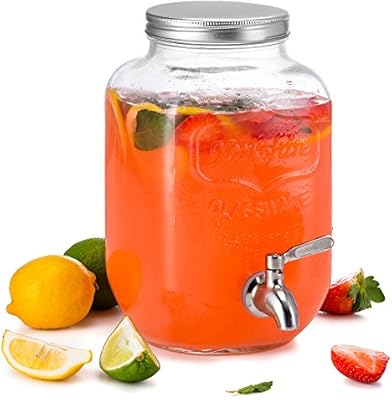 glass water dispenser with metal spigot