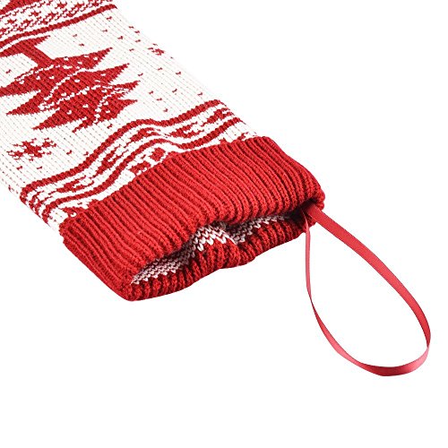 Solucky 18'' Christmas Knit Stockings With Snowflake and Christmas Tree Pattern, Set of 2 - Thumbnail 4