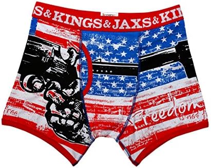 Kings and Jaxs Men's American Boxer Briefs (Red/White/Blue, Large)