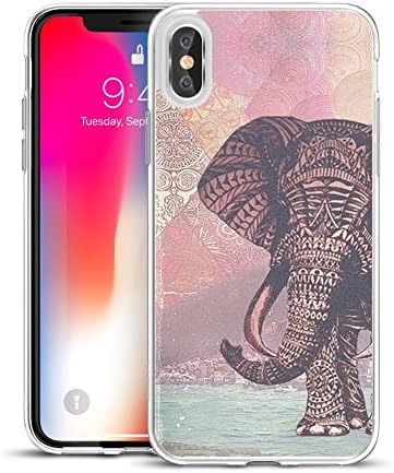 Viwell Case Compatible for iPhone Xs Case/iPhone X Case, Soft Silicone Rubber TPU Bumper Cover Skin Case for iPhone X/iPhone Xs 5.8 inch - The Aztec Color Elephants