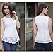 Aokin Ladies Scoop Neck Sleeveless Lace Shirt Blouse Top (M, White)