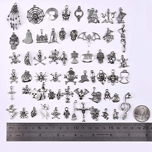 LANBEIDE 60 PCS Assorted Charms Wholesale Mixed Halloween Christmas Charms Pendants for Jewelry Making and Crafting DIY Necklace Bracelet Earrings