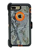 WallSkiN Turtle Series Cases iPhone 7 Plus/iPhone 8 Plus (Only) Full Body Protection Kickstand & Holster - Pinus (Tree Bough/Orange)