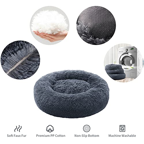 Dog Beds for Small Dogs & Large Cat, Anti Anxiety Donut Cat Bed for
