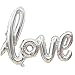 OLizee® Romantic Script Love Wedding Decorative Foil Ballon 42.5 x 25.8 inch Banner(Silver)