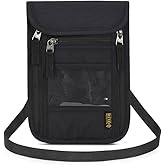 Neck Wallet Travel Family Passport Holder, Neck Pouch Travel Wallet with Adjustable Neck Strap, RFID Blocking, Waterproof Lightweight Versatile Passport Wallet for Men Women Travelers (Black)