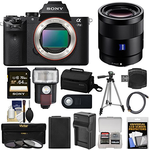 Sony-Alpha-A7-II-Digital-Camera-Body-with-Sonnar-T-FE-55mm-f18-ZA-Lens-64GB-Card-Battery-Charger-Case-Tripod-Kit