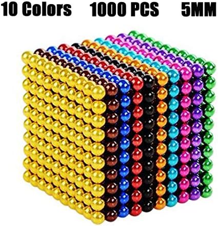 Coolpay 1000PCS 5MM Colorful Magnets Sculpture Building Blocks Toys for Sculpture Stress Relief Magnet Intelligence Development Office Toys for Adult (10 Colors)