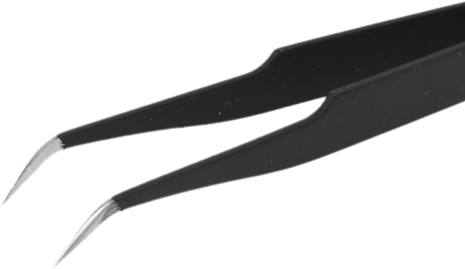Sourcingmap Metal Anti-Magnetic Pointed Tip Needle Nose w Curved Tweezer Set Black 2 in 1 - Image 4