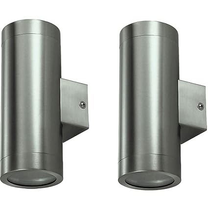 2 x LED Außen-Wandleuchte Bergen LED-Wandlampe Edelstahl up and down GU10 4W LED-Hausbeleuchtung Leuchte hochwertig