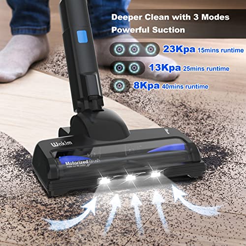 Cordless Vacuum Cleaner, 23Kpa 200W Brushless Stick Vacuum with 3 Suction Mode, Up to 40 Mins