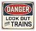 Danger Look Out For Trains Vintage Metal Sign Art Decor Bumper Sticker 5'' x 4''