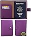 Travelambo RFID Blocking Genuine Leather Passport Holder Wallet Cover Case Wing Pocket (Purple)