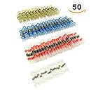 50pcs Solder Seal Wire Connector, Sopoby Solder Seal Heat Shrink Butt Connectors Terminals Electrical Waterproof Insulated Marine Automotive Copper(23Red 12Blue 10White 5Yellow)