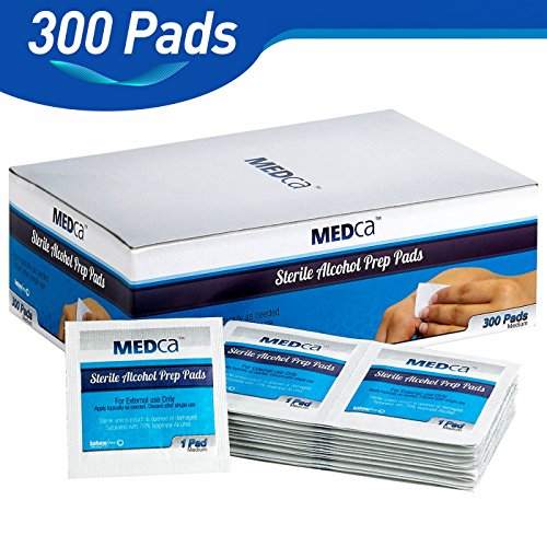 MEDca Alcohol Prep Pads, Sterile, Medium, 2-Ply (Pack of 300)
