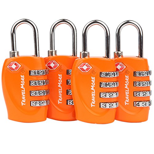 4 Pack TSA Approved Luggage Locks for Travel Safety, Small 4 Digit Combination Padlocks for Suitcases, Lockers & Bags