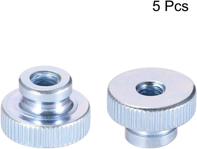 sourcing map Knurled Thumb Nuts, 5Pcs M6x1mm Iron Round Knobs Fasteners for 3D Printer Parts, Silver Tone - Image 3