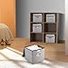 MEÉLIFE Storage Bins 4-Pack Storage Boxes Linen Basket Fabric Foldable Cubes Organizer Containers Drawers with Lid & Handle for Office Nursery Bedroom Shelf Gray