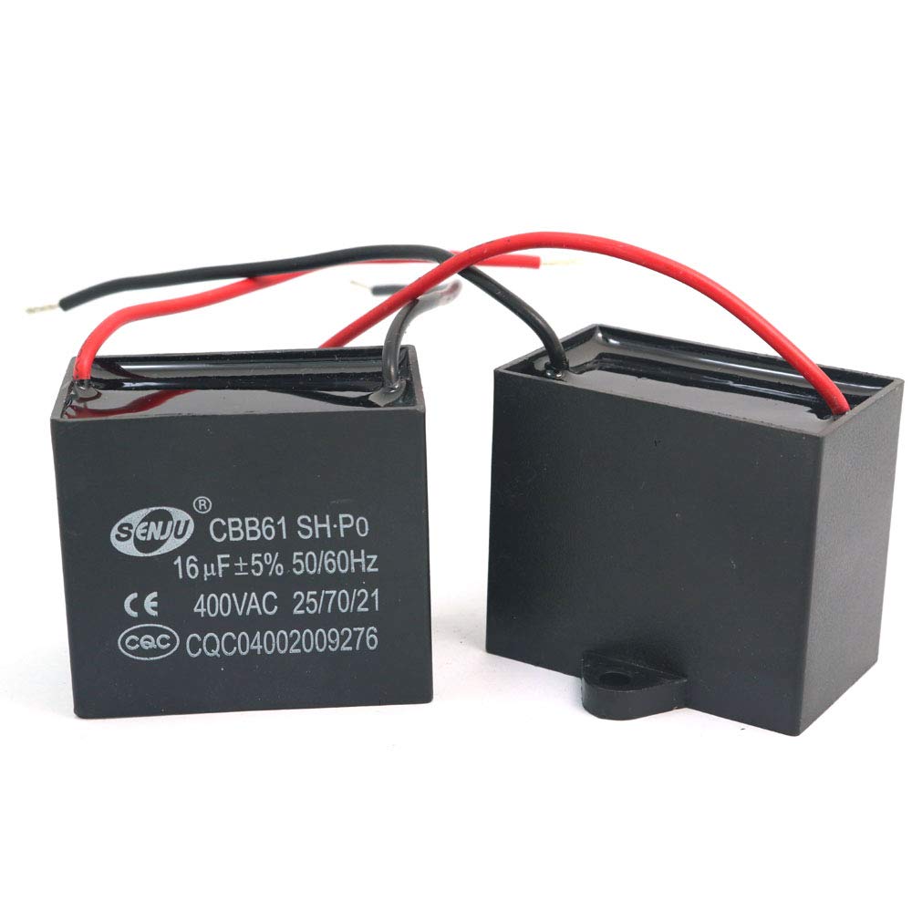 DollaTek 2Pcs CBB61 16uF 450V AC 50/60Hz Air Conditioner Fan Motor Running Capacitor