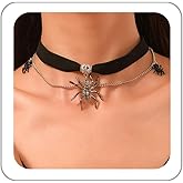 LKingel Punk Halloween Necklace for Women Goth Layered Black Spider Pendant Necklace Spider Choker Witch Necklaces Halloween Costume Jewelry for Women Emo Witch Accessories 2025 Fashion Jewelry