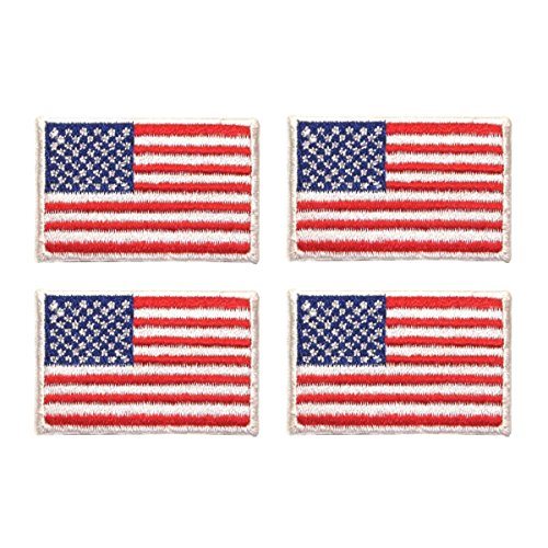 ID #1048 Lot of 4 American USA National Flags Patriotic Iron On Applique Patch