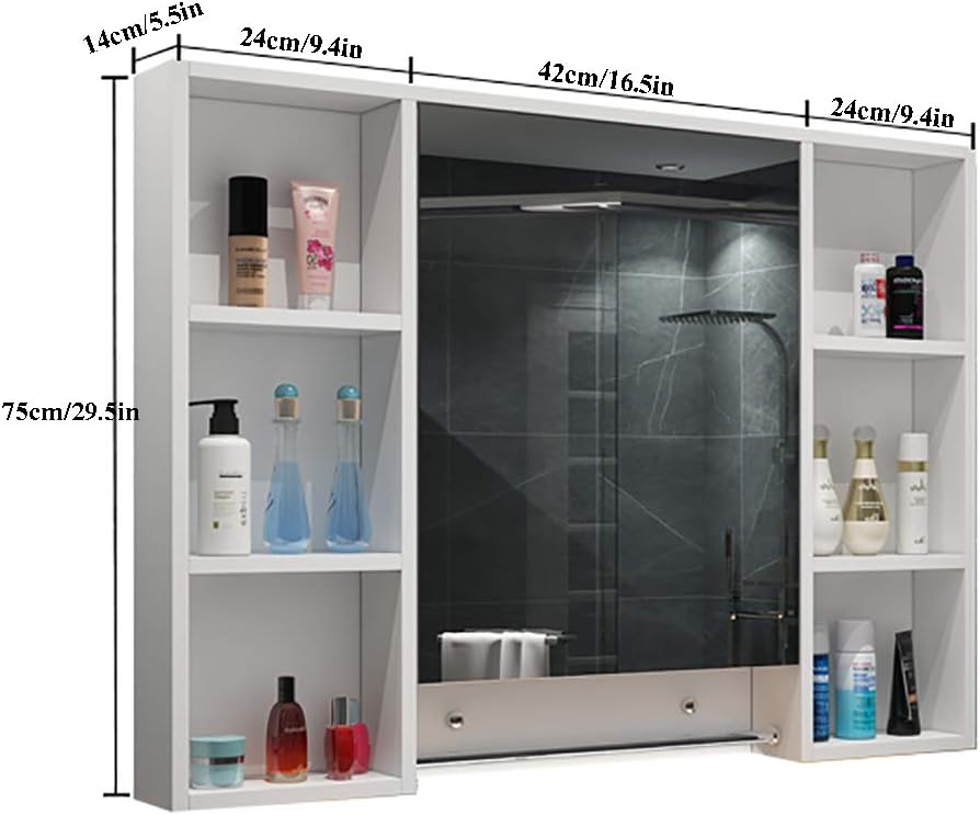 Jn Wall Mounted Bathroom Cabinets Cupboard 4 Colors Height 75cm 29 5in Waterproof Toiletries Storage Bathroom Mirror Cabinets Cabinet Wall Cupboard Amazon Co Uk Kitchen Home