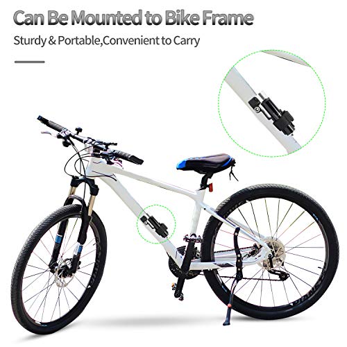 ioutdoor - Mini Pompa Portatile per Bicicletta, 120PSI, Pompa a Mano con Aghi a Sfera, Supporto per Telaio e Tubo di Prolunga per Bici da Corsa, Mountain Bike, Calcio, Basket (Nero)