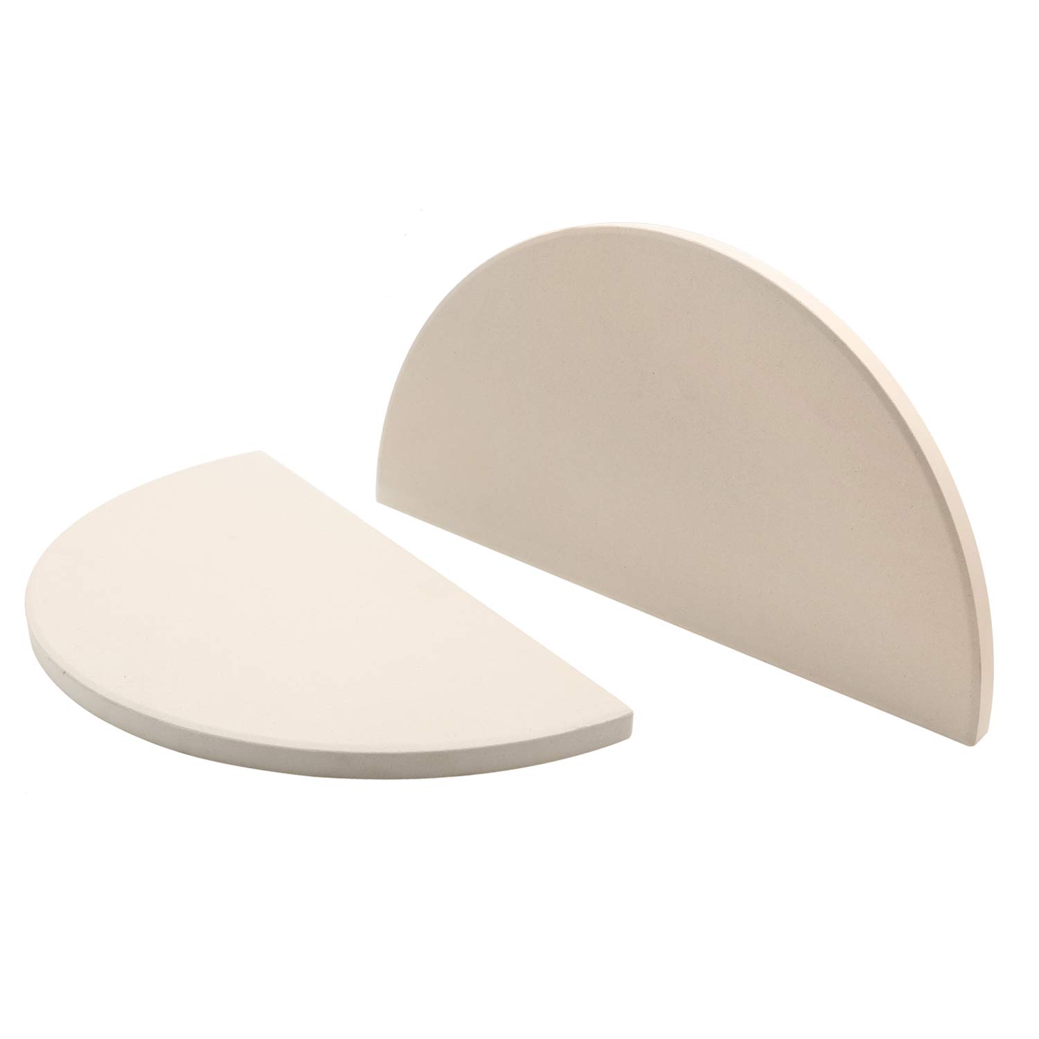 BBQ Future Ceramic Heat Deflector Plates for Kamado Joe Classic I, II, III，Half-Moon 2-Pack, White