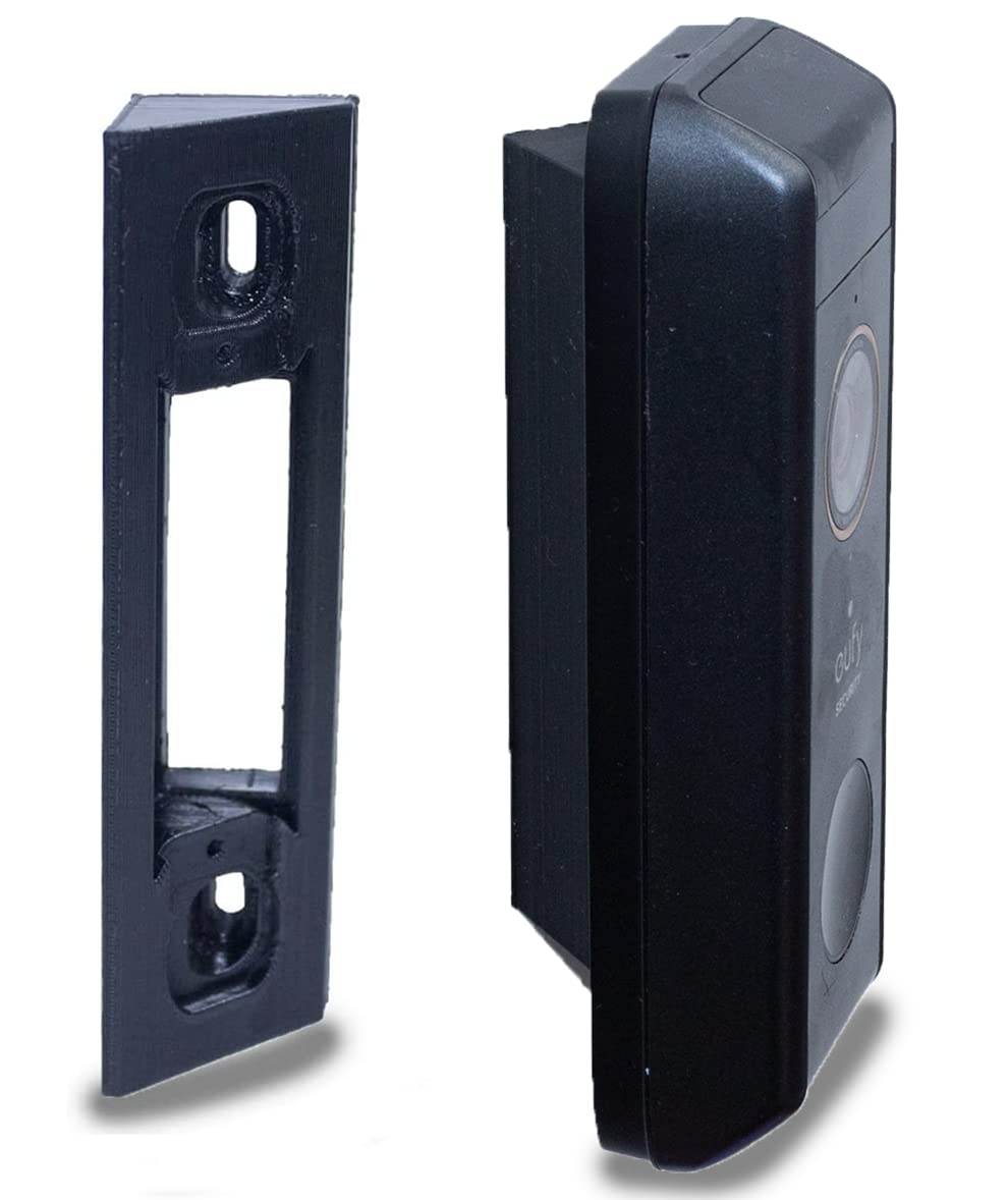 Gestech 45° Corner Angle Mount for Eufy Video Doorbell E340, S210, 2K Wired, Wireless and 1080p Grade Models T8200/T8203/T8210/T8212/T8222 Angled Wall Bracket Wedge for Improved Viewing Angle – Black