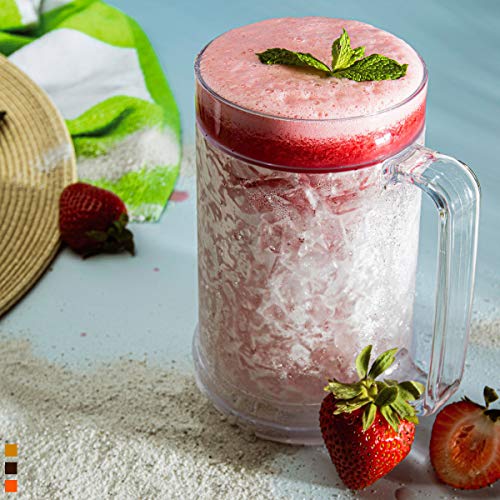 Freezer Beer Mugs, Double Wall, Insulated Gel Plastic Pint Freezable