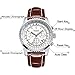 Voeons Mens Watches Chronograph 24 Hour Military Sports Watches 3ATM Waterproof Silver Metal Case Brown Leather Band Wrist Watch Auto Date