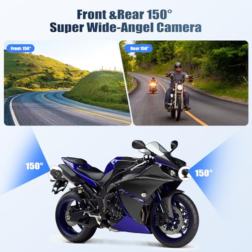 CAMECHO Motorcycle Screen 8.1 Inch HD Dash Cam Dual Camera AV/AR, CarPlay & Android Auto Wireless, IP68, Bluetooth | Universal DVR Monitor with EQ Adjustment for Motorcycles
