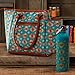 The Pioneer Woman Insulated Lunch Tote Bag with Matching Hydration Water Bottle, Vintage Geo