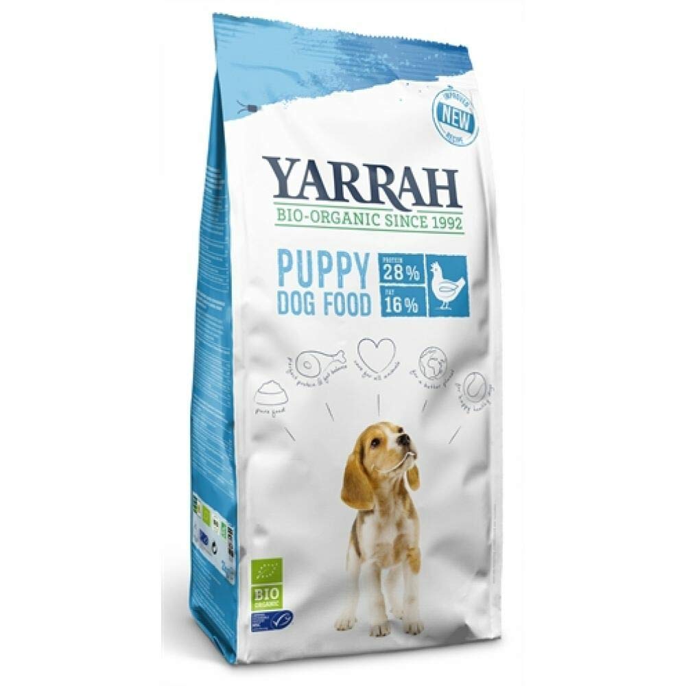 YARRAH Organic Puppy Dog Food - 2 kg - Promote Growth, Wellness & Health - Young Dog Dry Food For Small & Large Breed - Crunchy Kibble With Nutritious Chicken, MSC Fish & Peas For Puppies