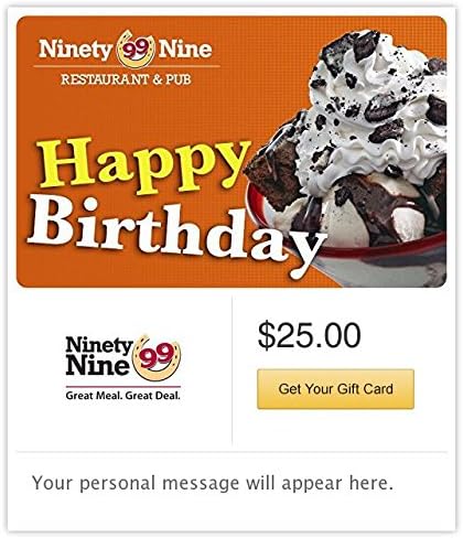Ninety Nine Restaurants Gift Cards - E-mail Delivery