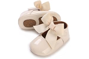 E-FAK Baby Girls Shoes Mary Jane Flats Shoes Anti-Slip Soft Rubber Sole Toddler First Walkers Princess Dress Shoes