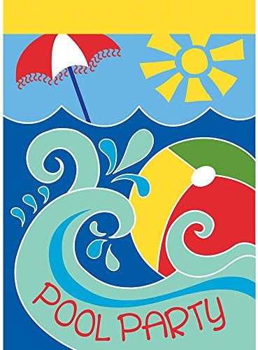 Pool Party Beach Ball Waves of Blue 13 x 18 Rectangular Small Garden Flag