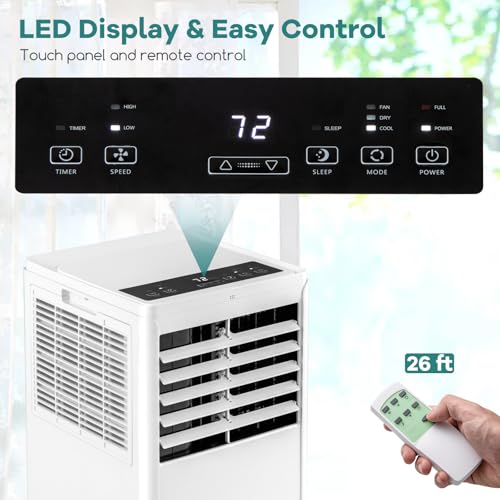 DORTALA Portable Air Conditioners, 8000 BTU Portable AC Unit with Cool, Fan & Dehumidifier, Quiet Air Conditioner with Remote, 24H Timer, Sleep Mode & Installation Kit for Rooms up to 250 Sq. Ft