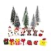 EMiEN 19 Pieces Christmas Miniature Ornament Kits Set for DIY Fairy Garden Dollhouse Decoration,Santa,Christmas Trees,Small Bear,Snowman, Red Socks,Gift Bags,Star for Children