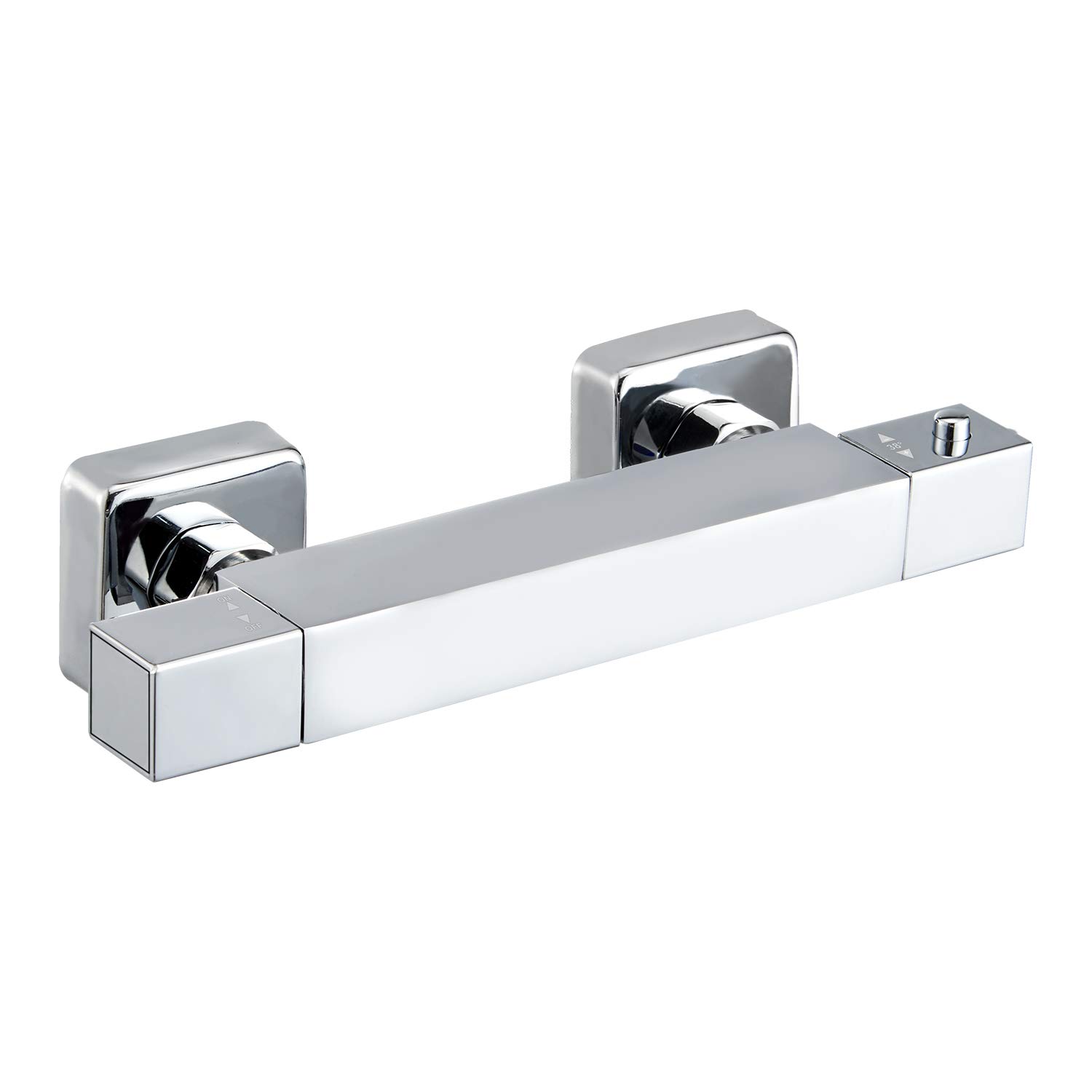 Square Modern Chrome Thermostatic Shower Mixer Bar Valve, Hot & Cold Water Mixer Constant Temperature Control for Bathroom, Exposed Wall Mounted