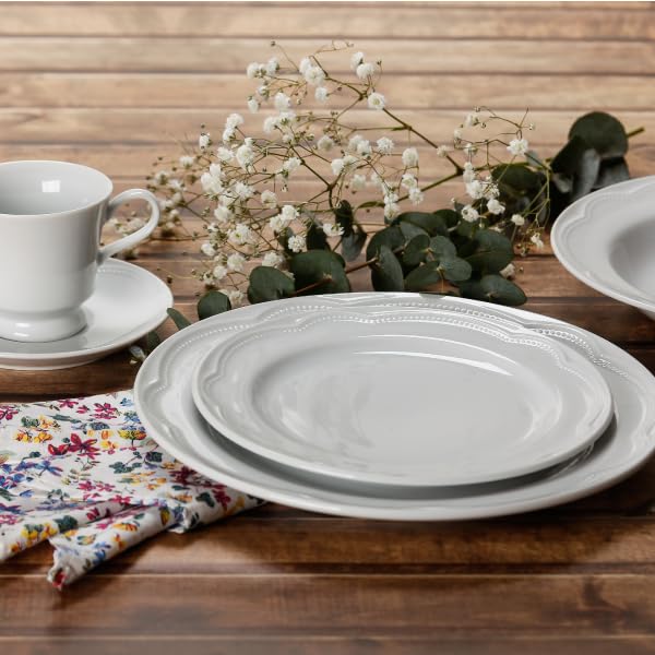 Germer, Conjunto 6 Prato raso em porcelana, modelo Cottage, Ø 26,5 cm,Branco