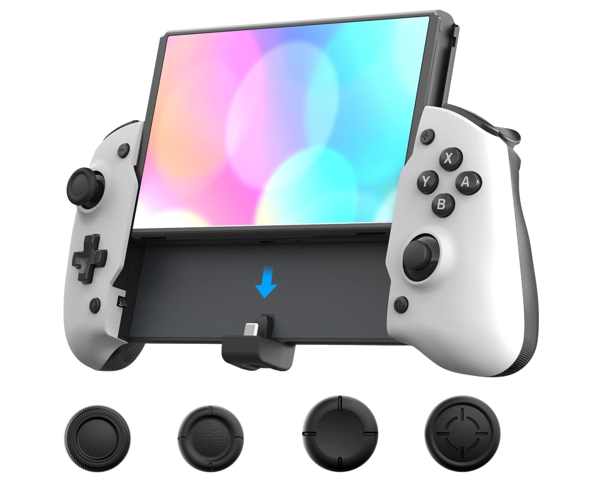 Photo 1 of ElecGear Enhanced Switch/Switch OLED Controller, Handheld Grip with Joy Con Controller for Nintendo Switch, Wired Switch Pro Controller, Motion Sensor and Dual Motor, USB C PD Play and Charge
