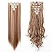 Ombre Clip in Full Head Hair Extensions Wavy Straight 8PCS/SET Two Tones Dip Dye Color Synthetic Fibre Hair Hairpieces for Women(26
