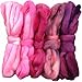 SPINNING FIBER Super Soft HAND DYED BFL Wool Top Roving for Spinning, Felting, Blending and Weaving. 5 beautifully colored Mini Skeins DISCOUNT PACK, Pinks