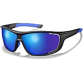 CARFIA Polarized Sports Sunglasses for Men Women Unique Lens Sides Vent Glasses for Baseball Running Cycling